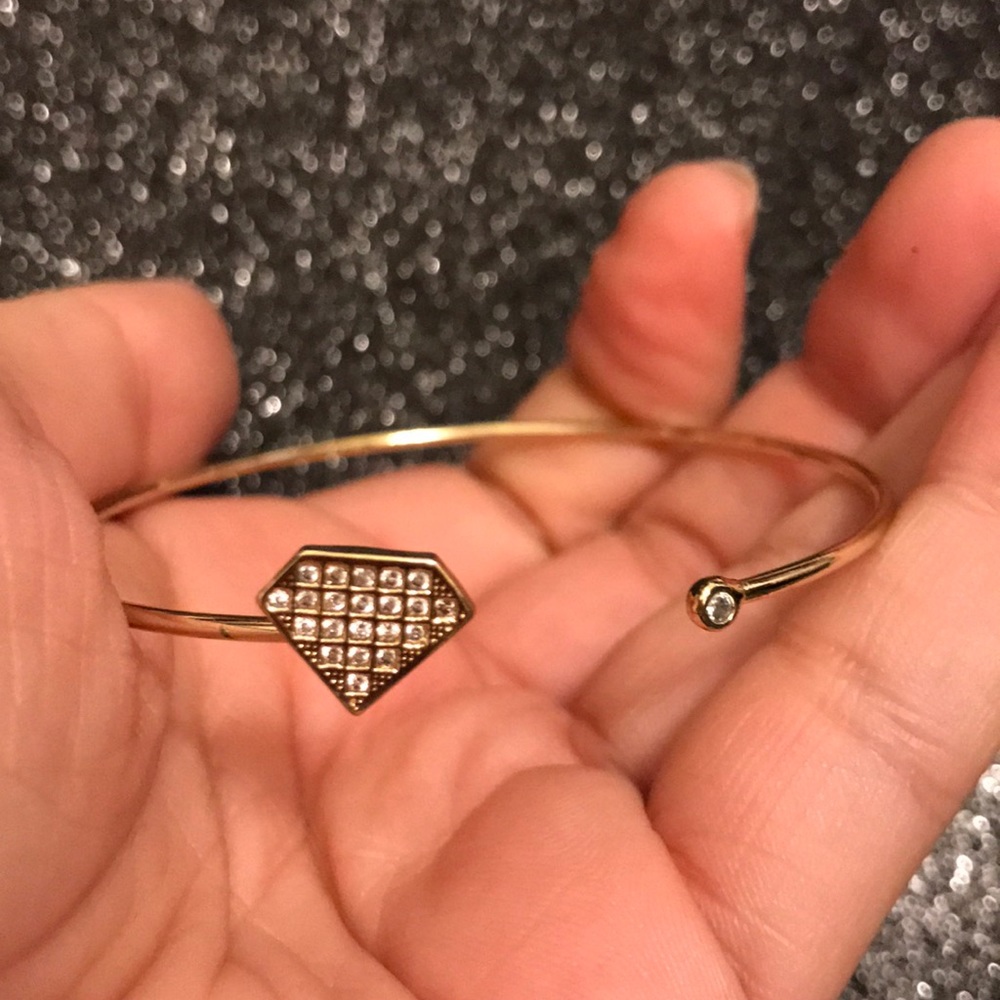 Gold bracelet w diamond shape w diamonds - Picture 2 of 3